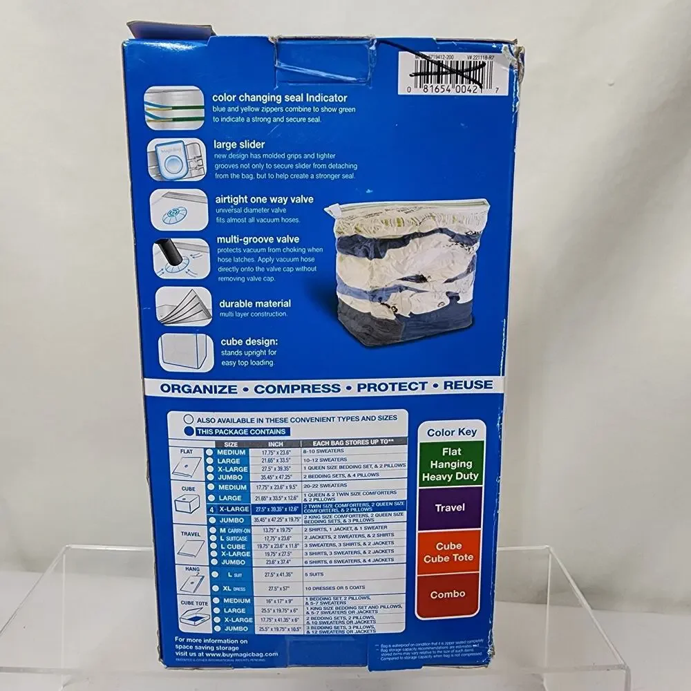 MagicBag Instant Space! 4 Pack X-LARGE CUBES For Storing Comforters & Pillows